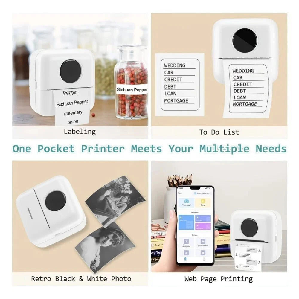 Mini Portable Thermal Printer – Inkless, USB Rechargeable Pocket Printer - 50% OFF - TODAY ONLY