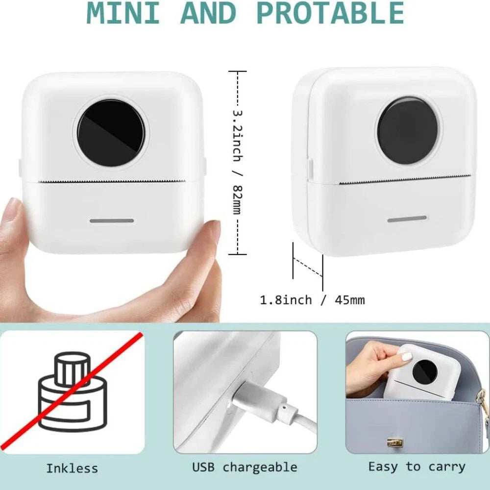 Mini Portable Thermal Printer – Inkless, USB Rechargeable Pocket Printer - 50% OFF - TODAY ONLY