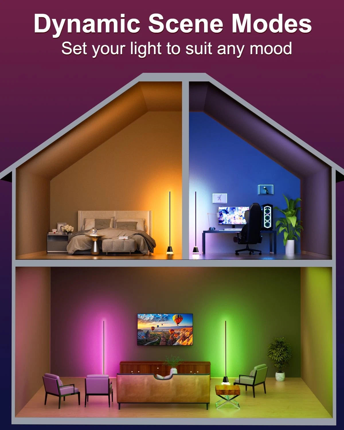 🌈 LoomSmart™ RGB+IC Corner Floor Lamp – Light Up Your Life Smarter - 50% OFF - TODAY ONLY