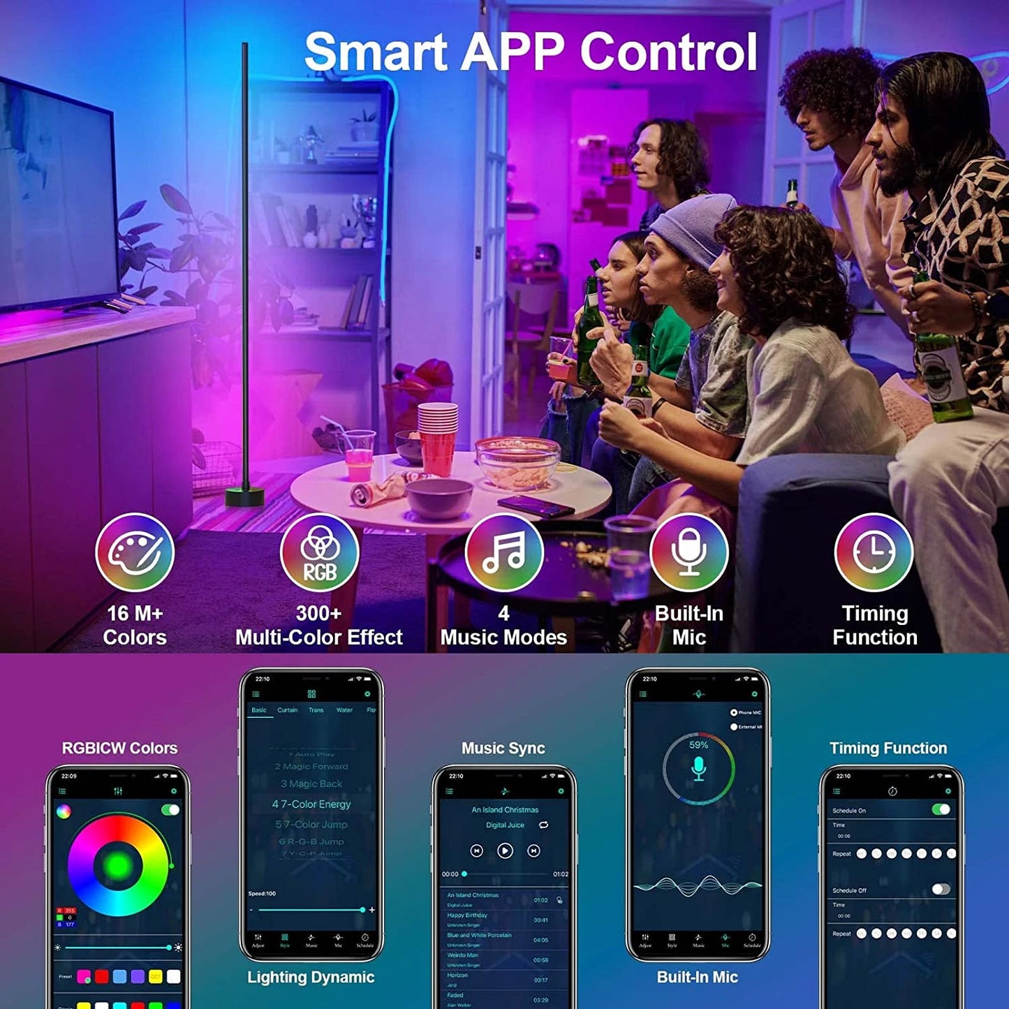 🌈 LoomSmart™ RGB+IC Corner Floor Lamp – Light Up Your Life Smarter - 50% OFF - TODAY ONLY